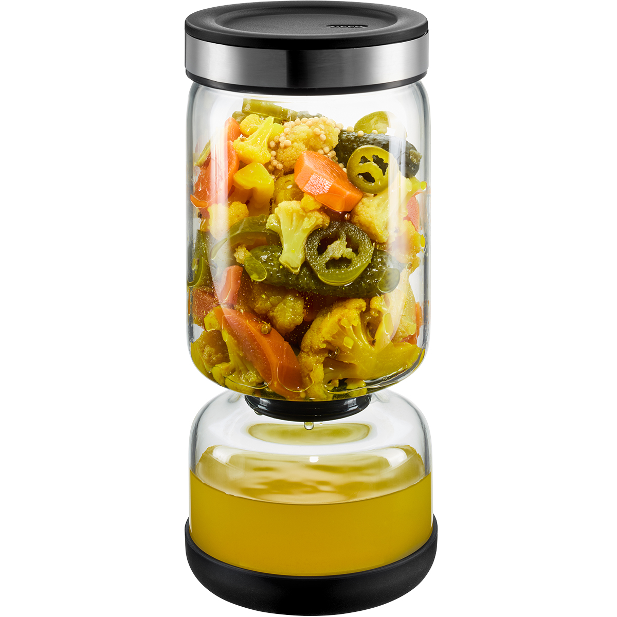 Abtropfglas GEFU LAVINA 1.300 ml mit Zwei-Kammer-System