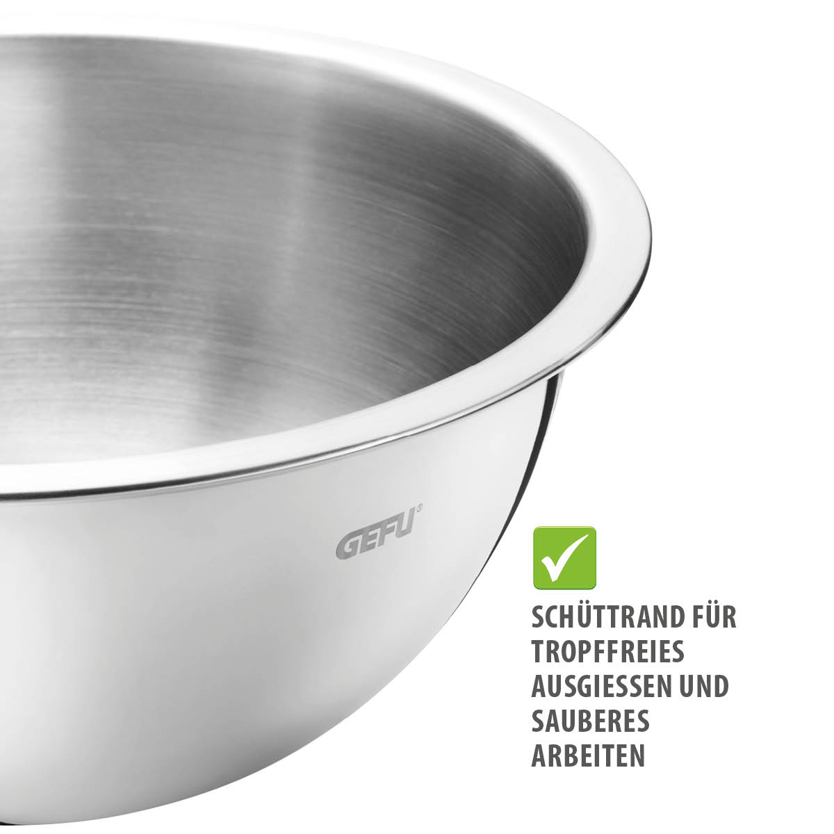 GEFU Edelstahlschüssel-Set mit Schüttrand, stapelbar, 5-teil