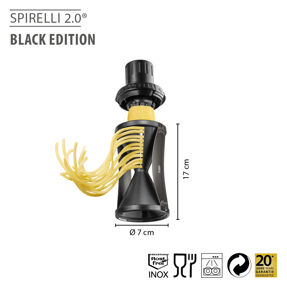 Spiralschneider SPIRELLI® 2.0 BLACK EDITION inkl. Reinigungsbürste