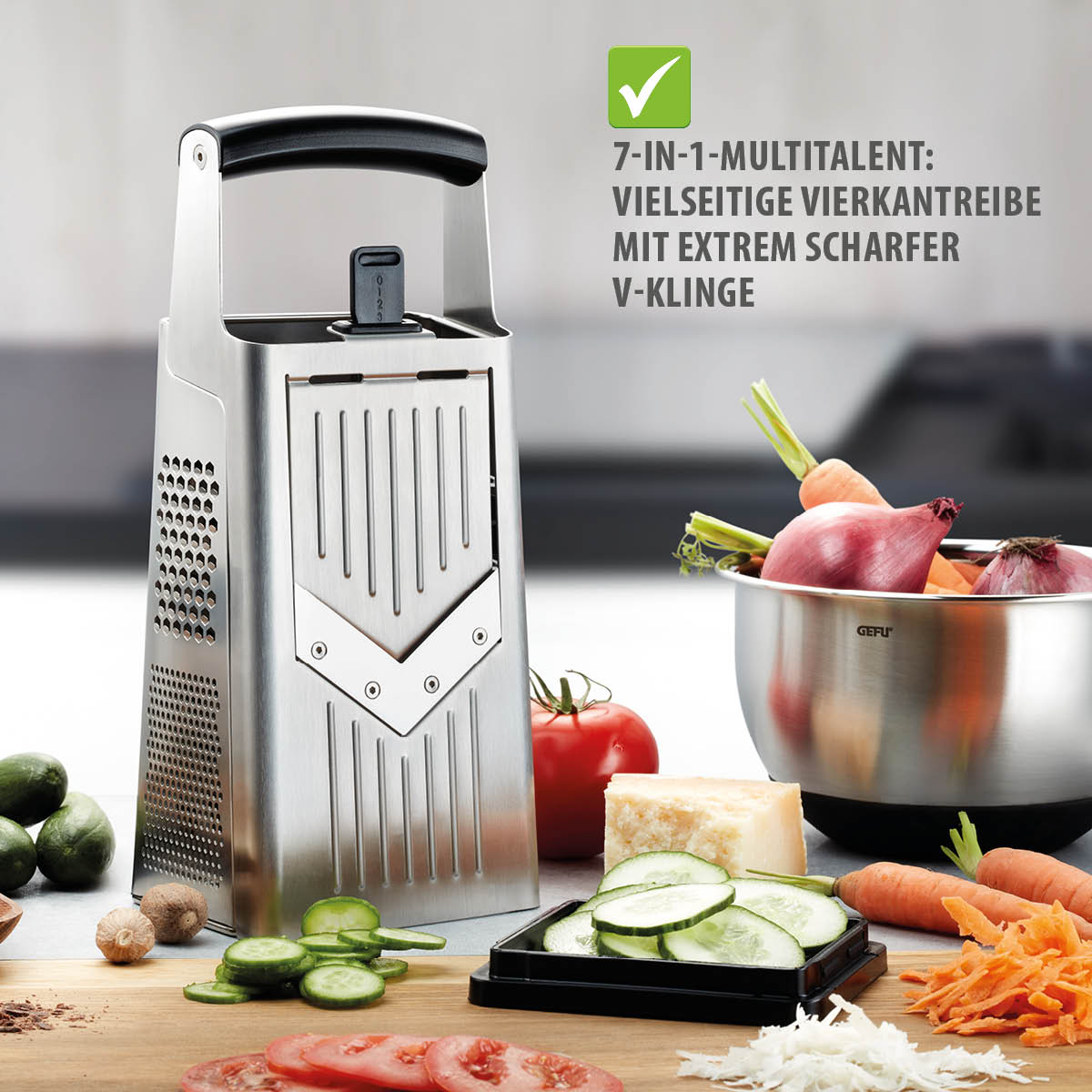 Four-way grater V-CUT