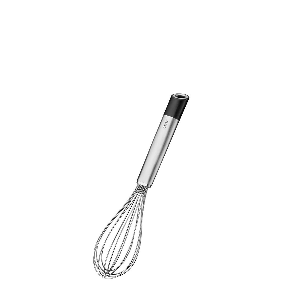Edelstahl Schneebesen mit ergonomischem Griff Moderner Schneebesen aus Edelstahl mit schwarzem Griff