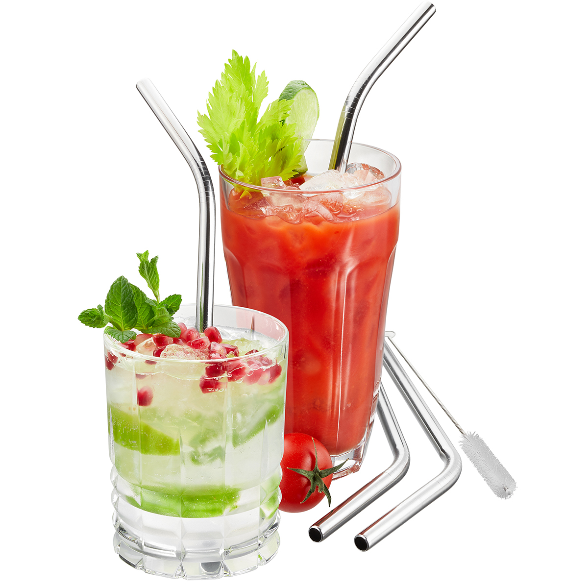 Stainless Steel Straw FUTURE, 23 cm, 4 pcs.