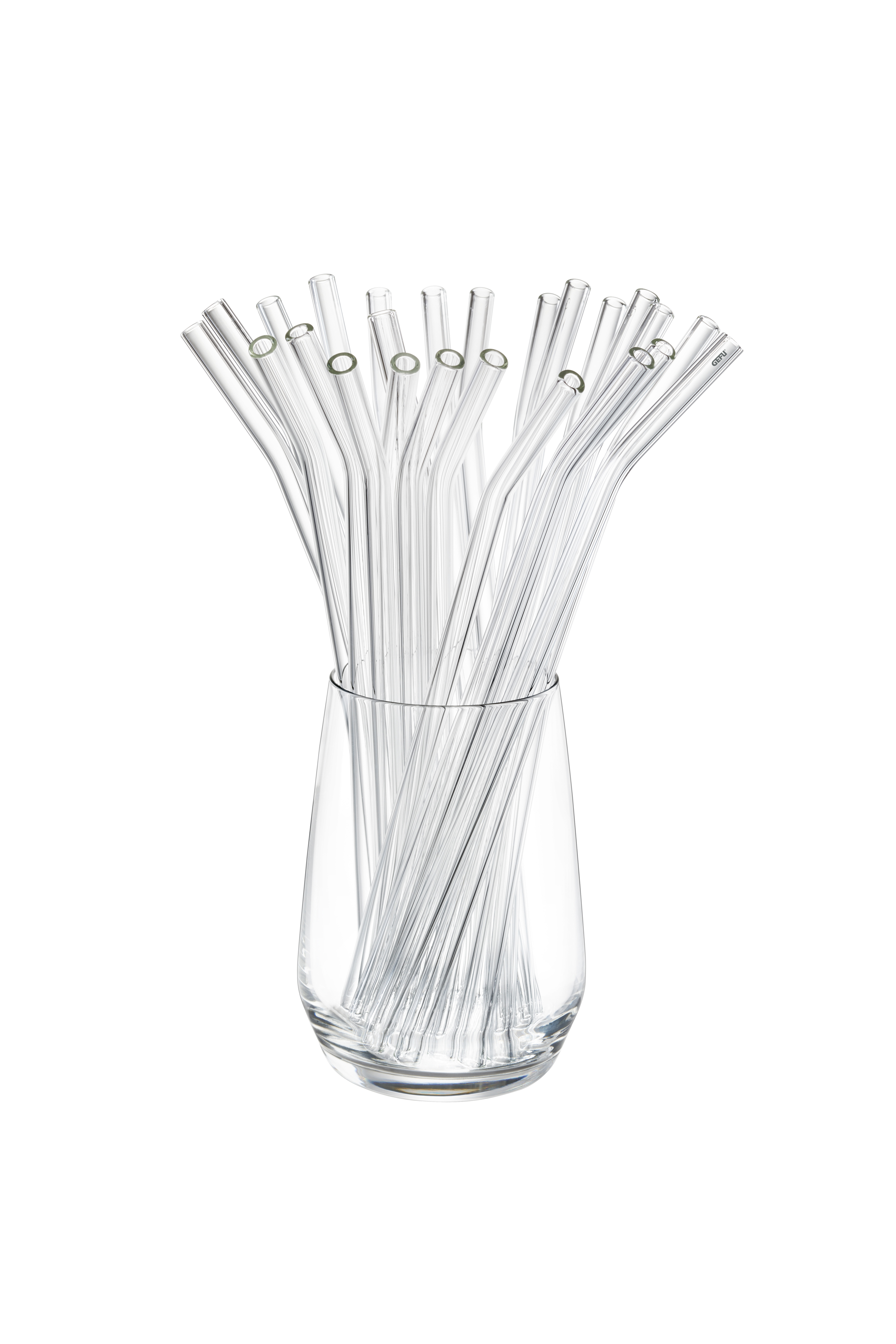 Glass Straw FUTURE, set of 25, 23 cm transparent, 2 brushes inclusive