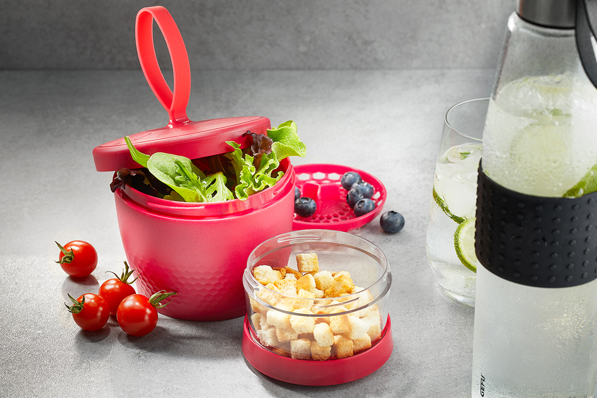Snack Box FOODIE, 570 ml und 185 ml, himbeerrot