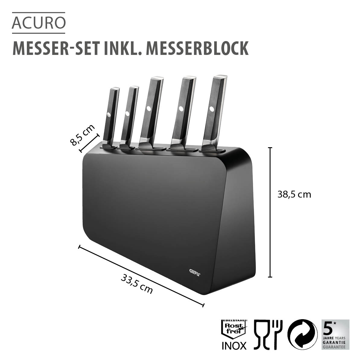 Messer-Set inkl. Messerblock ACURO, 6-teilig