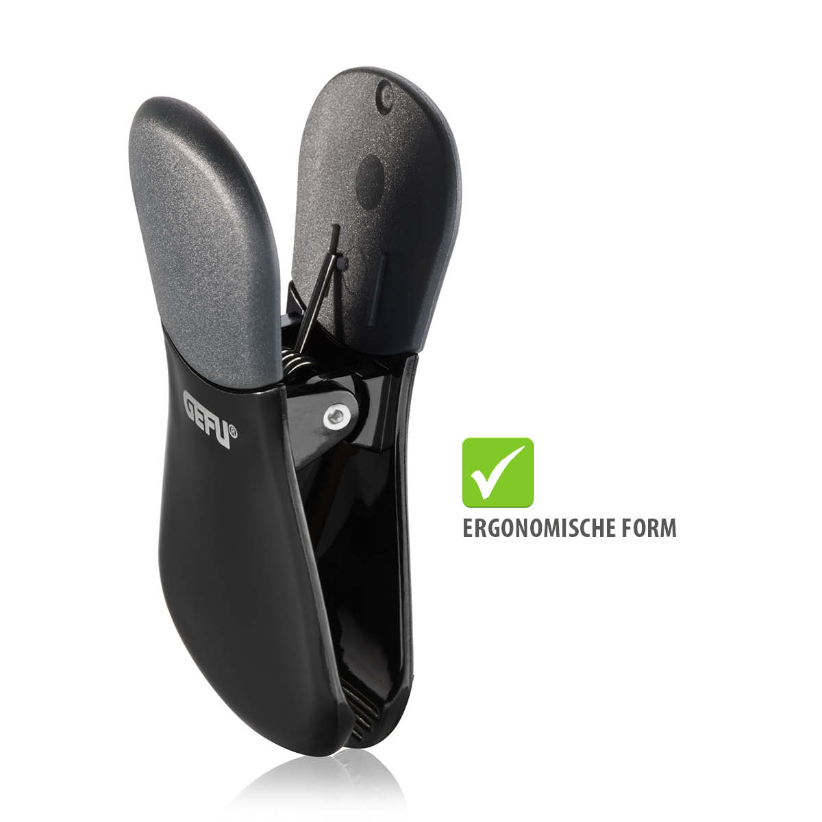 Schwarzer ergonomischer Universal-Griff von GEFU mit gepolsterten Enden