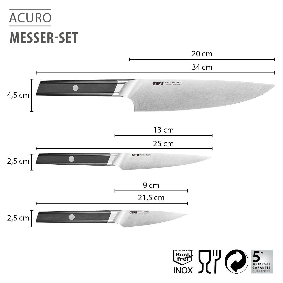 Messer-Set ACURO, 3-teilig