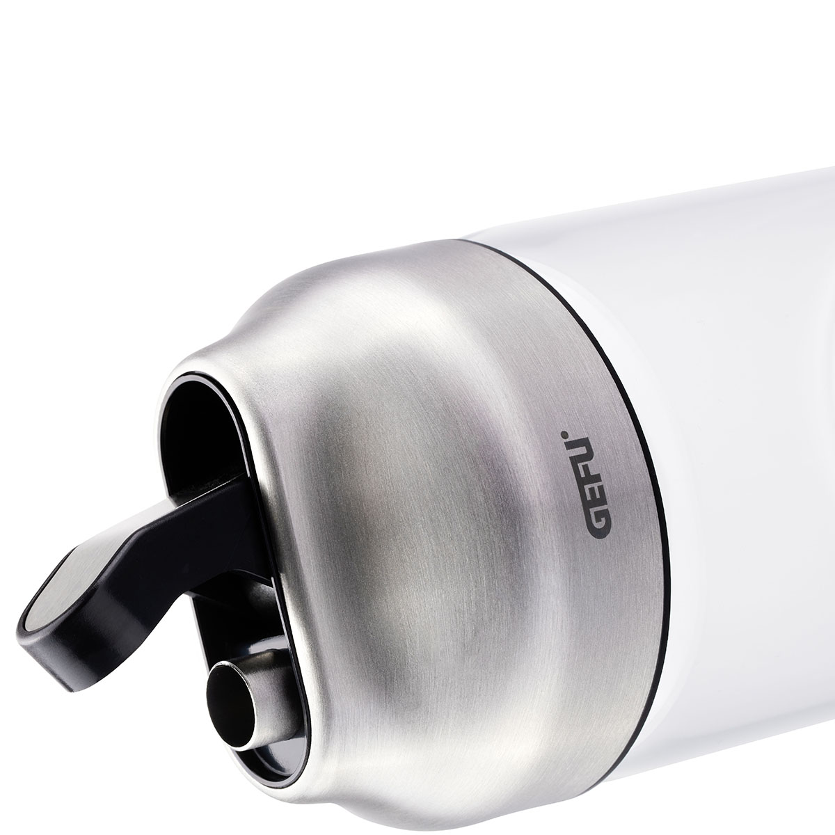 GEFU Edelstahlseifenspender mit komfortabler Pumpfunktion Nahaufnahme eines GEFU Edelstahlseifenspenders mit Pumpvorrichtung