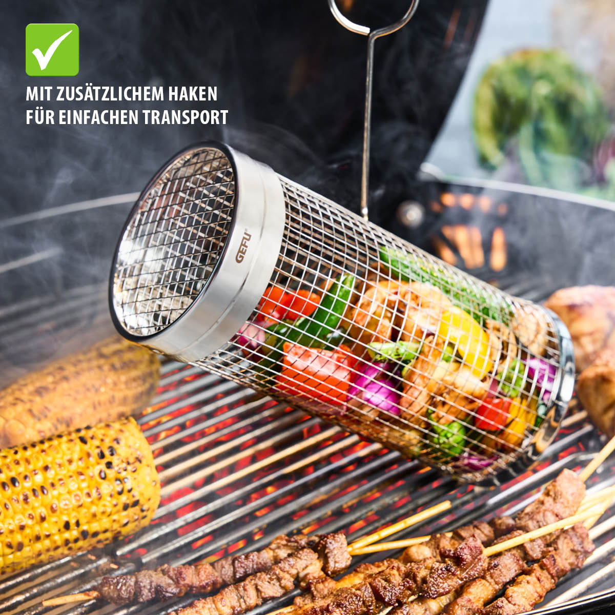 Rolling grill basket BBQ
