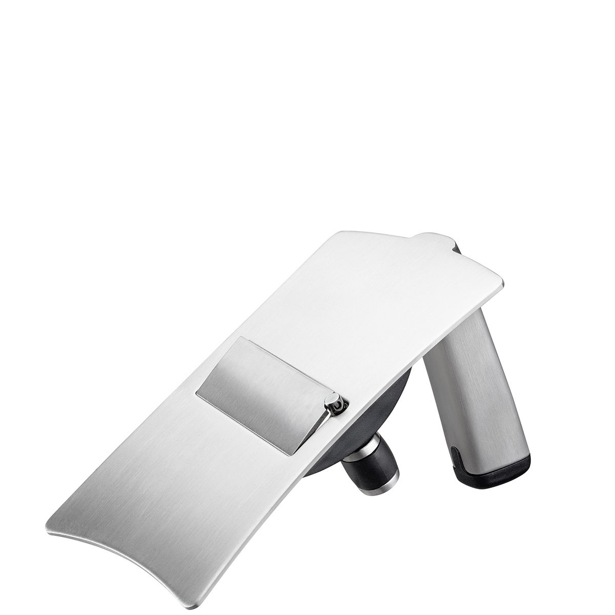 Moderne Edelstahl-Waschtischarmatur mit Wasserfall-Auslauf Elegante Waschtischarmatur aus gebürstetem Edelstahl mit Wasserfall-Auslauf für Badezimmer