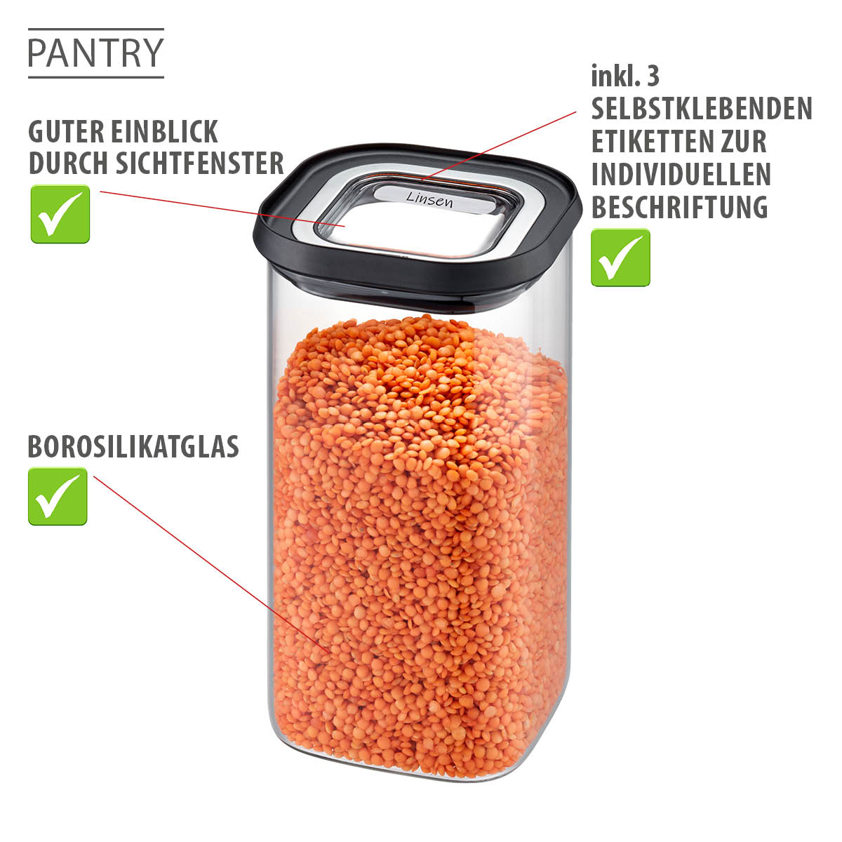 Vorratsdose PANTRY 1.400 ml luftdicht & stapelbar
