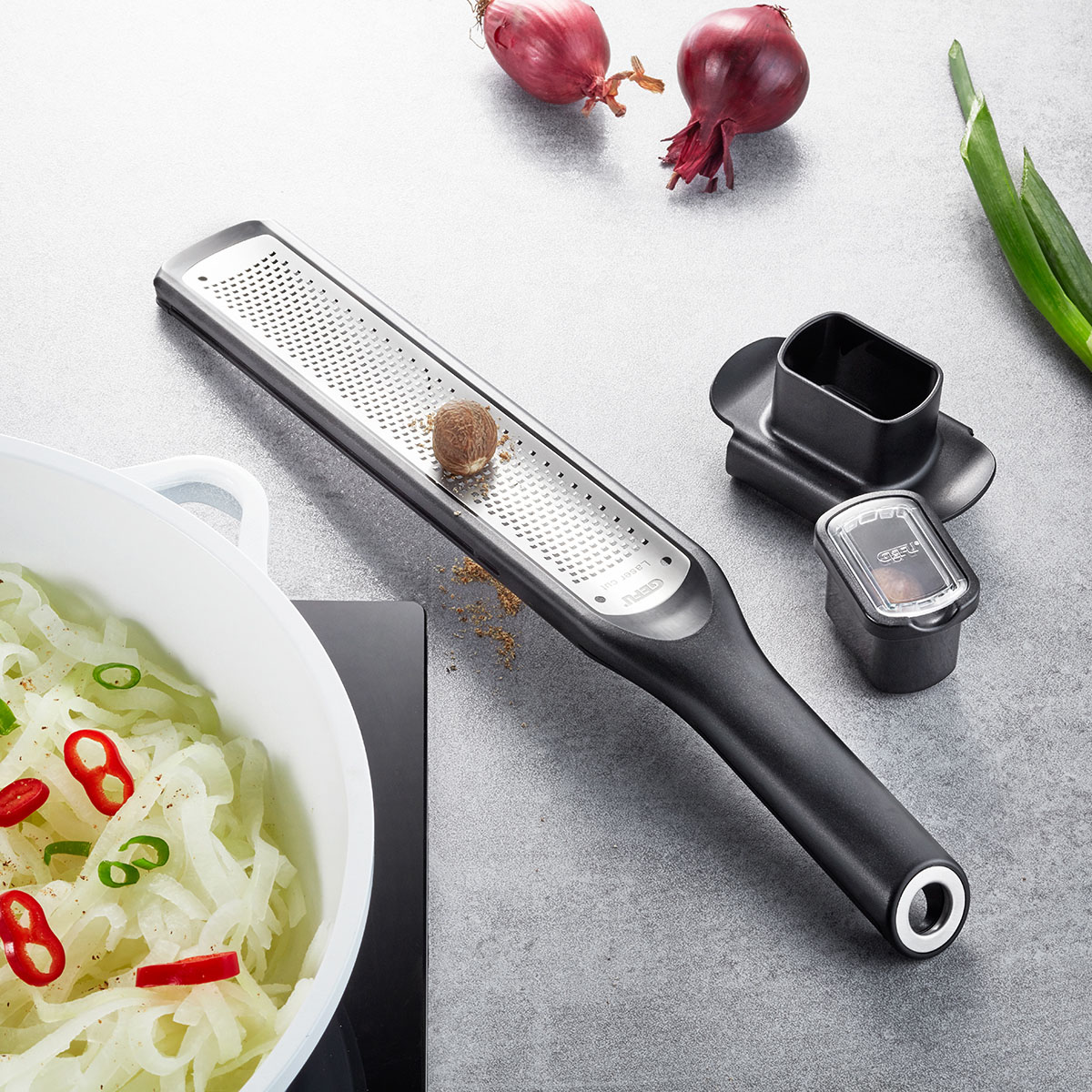 Set: Feinreibe RAFINO + Restehalter