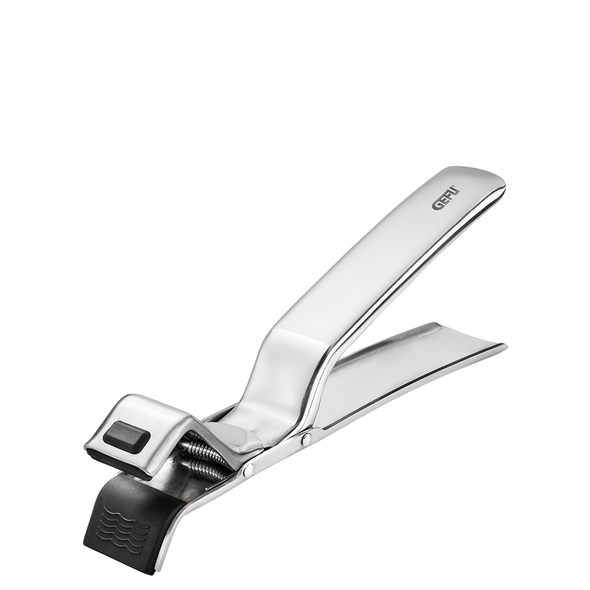Hochwertiger Edelstahl-Nagelknipser mit ergonomischem Design Silberner Edelstahl-Nagelknipser mit ergonomischem Griff und schwarzem Hebel
