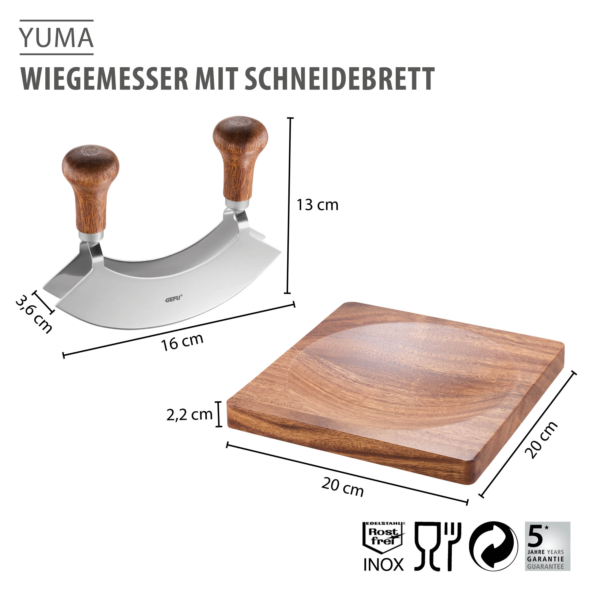 Wiegemesser mit Schneidebrett YUMA