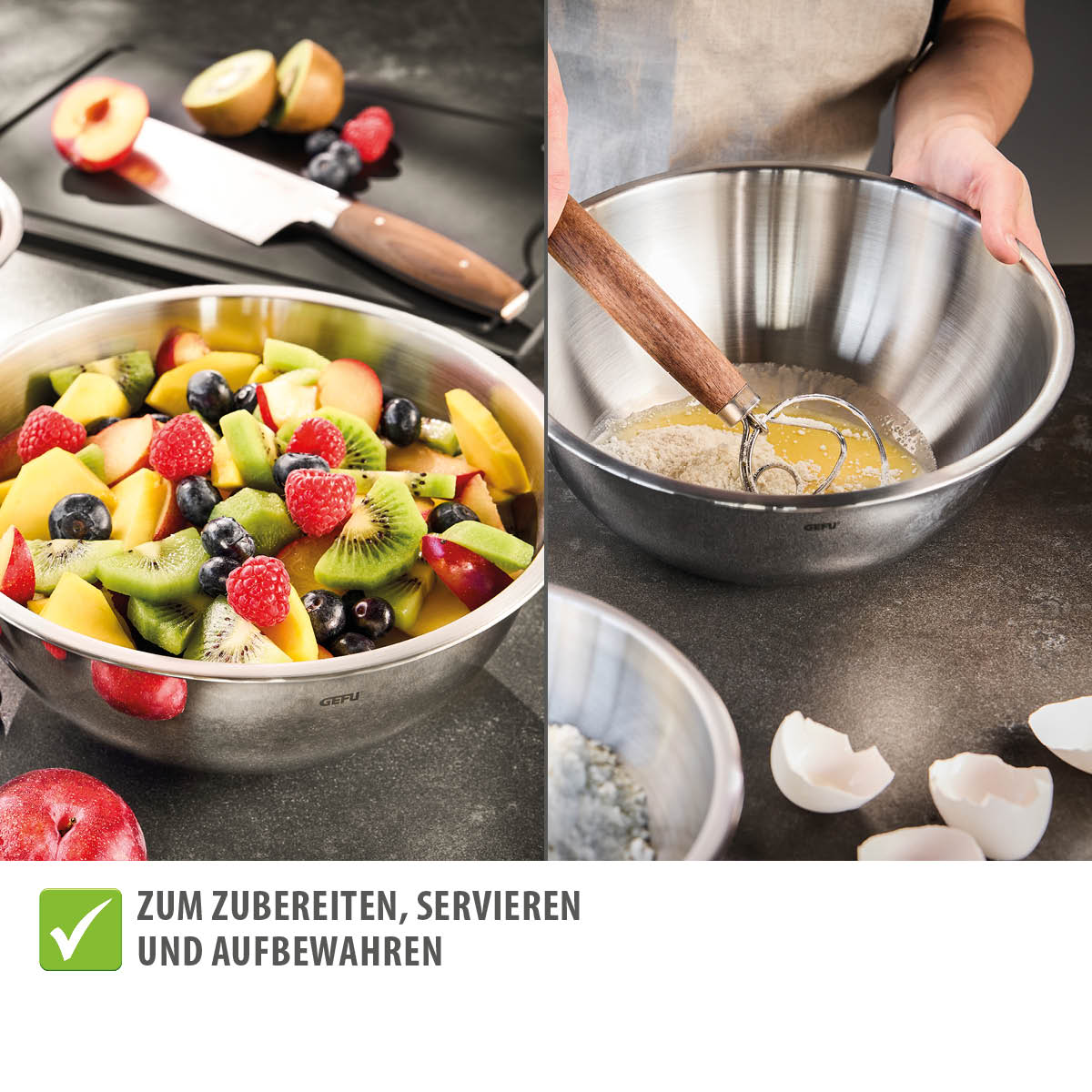 GEFU Edelstahlschüssel-Set, 5-teilig zum Zubereiten